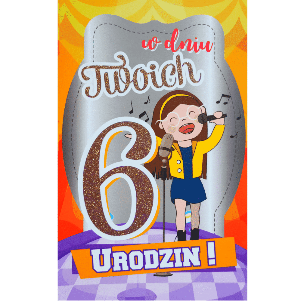 Kartka urodzinowa - 6 lat, dziewczynka