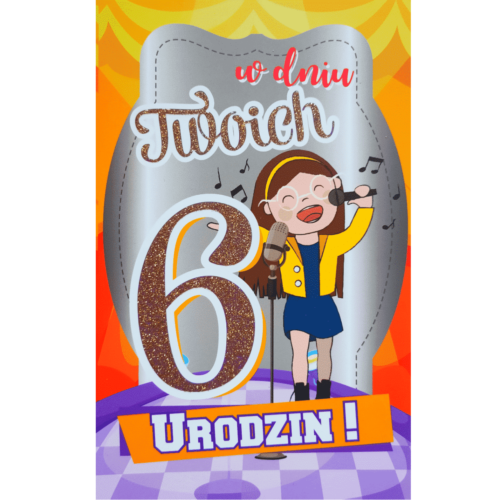 Kartka urodzinowa - 6 lat, dziewczynka