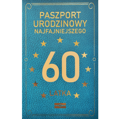 Kartka urodzinowa – Paszport 60-latka, zielona Kartki na 60 Sprawdź naszą ofertę. Sklep imprezowy Szalony.pl.