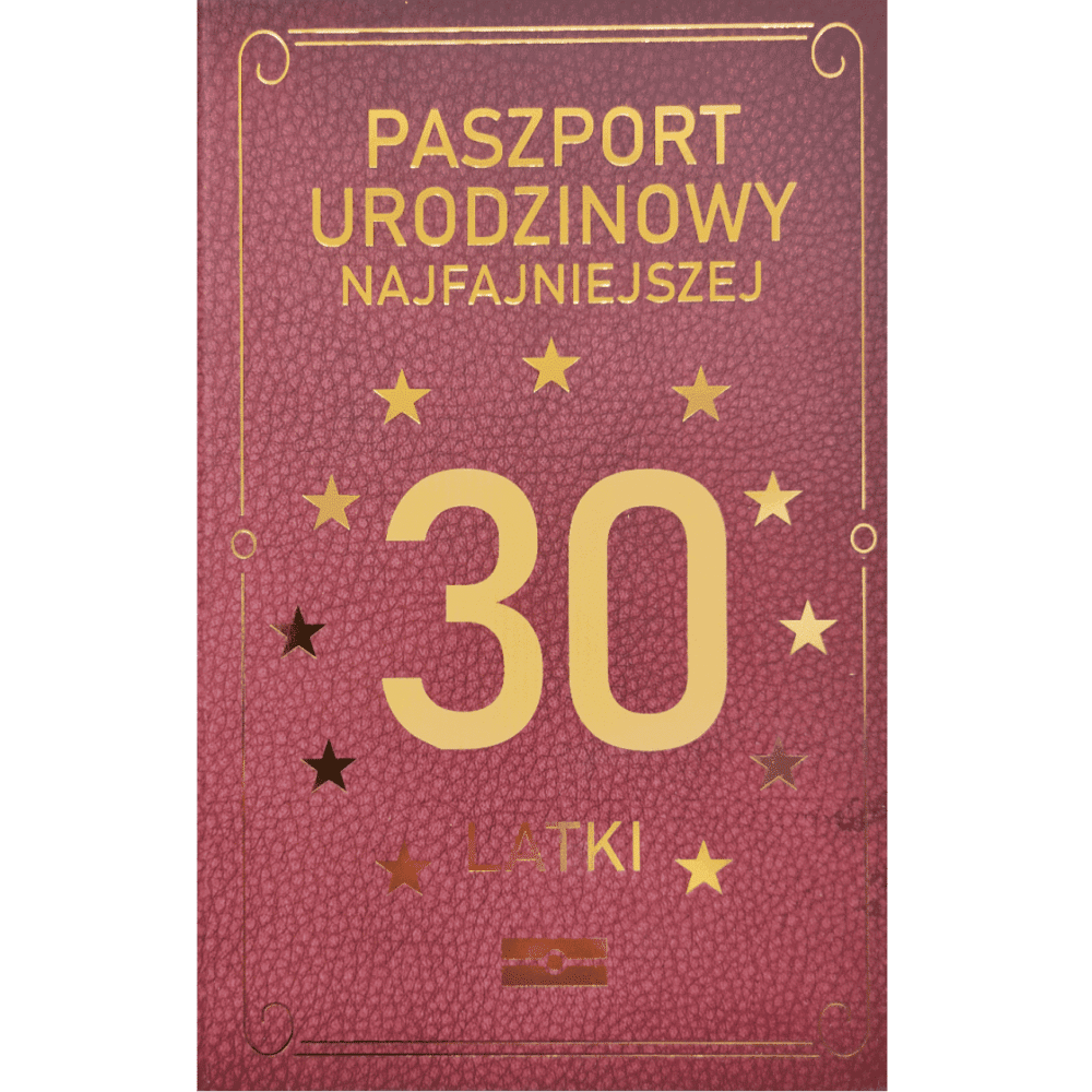 Kartka urodzinowa – Paszport 30-latki, brązowy Kartki na 30 Sprawdź naszą ofertę. Sklep imprezowy Szalony.pl. 4