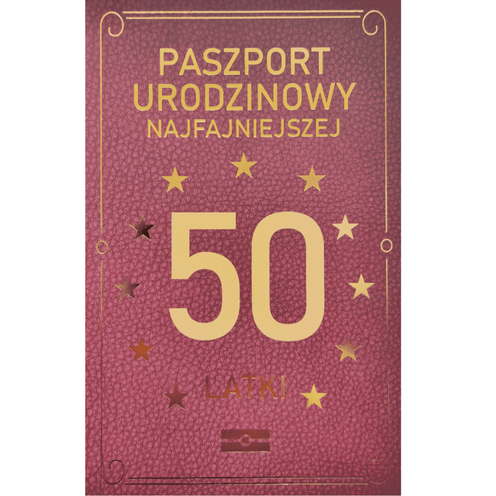 Kartka urodzinowa - Paszport 50-latki, brązowy