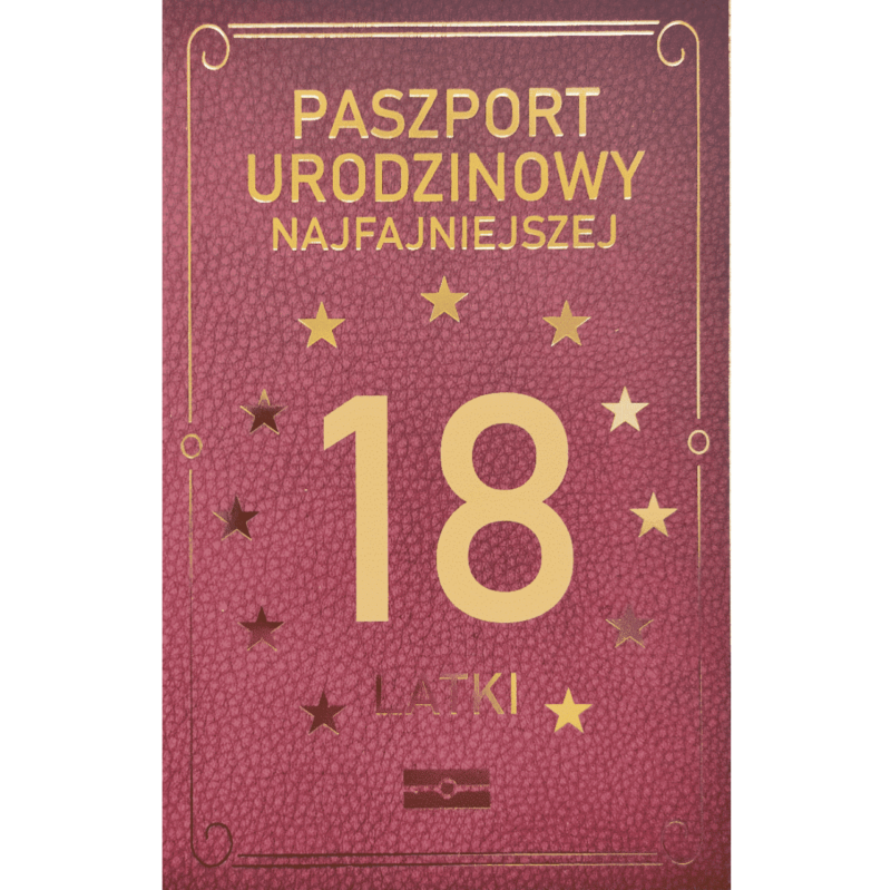 Kartka urodzinowa - Paszport 50-latki, brązowy. Szalony.pl - Sklep imprezowy.