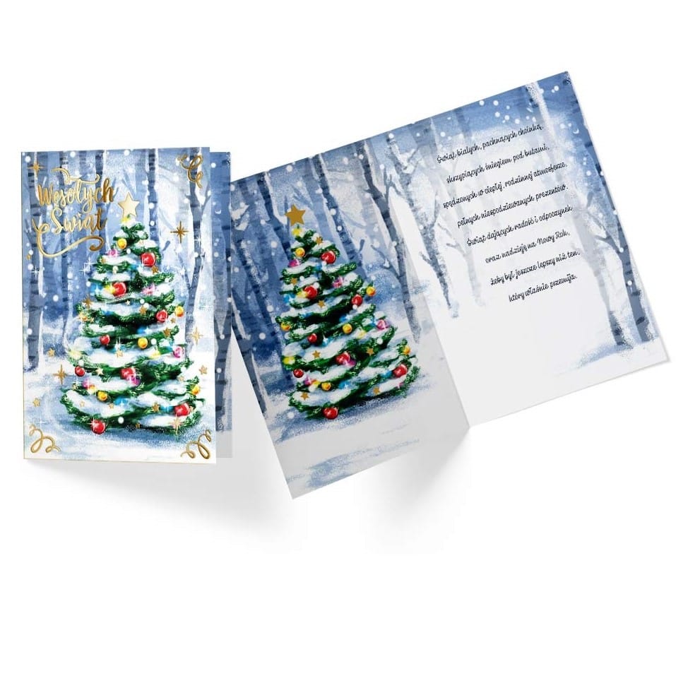 Kartka świąteczna – Choinka w zime Kartki na Boże Narodzenie Szalony.pl - Sklep imprezowy
