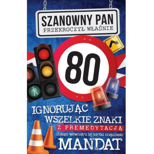 Kartka urodzinowa - 80 Mandat Pan