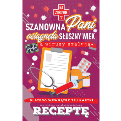 Kartka urodzinowa – Recepta uniwersalna, różowa Kartki okolicznościowe Szalony.pl - Sklep imprezowy
