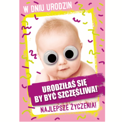 Kartka urodzinowa – Bobas, różowy Kartki okolicznościowe Szalony.pl - Sklep imprezowy