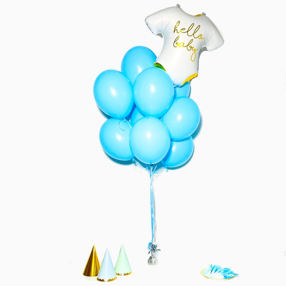Bukiet balonowy: BLUE HELLO BABY, napełniony helem