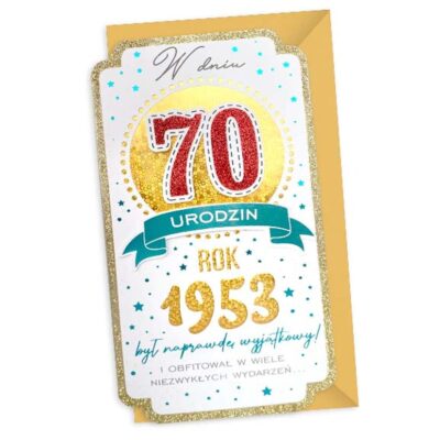Kartka urodzinowa – Rocznik 1953, żółta Kartki na 70 urodziny Szalony.pl - Sklep imprezowy 4