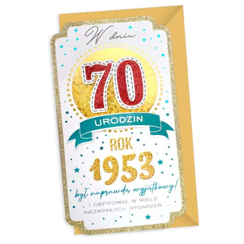 Kartka urodzinowa – Rocznik 1953, żółta Kartki na 70 urodziny Szalony.pl - Sklep imprezowy 2