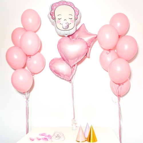Bukiet balonowy: BIG GIRL, napełniony helem Balony na Narodziny Sprawdź naszą ofertę. Sklep imprezowy Szalony.pl.