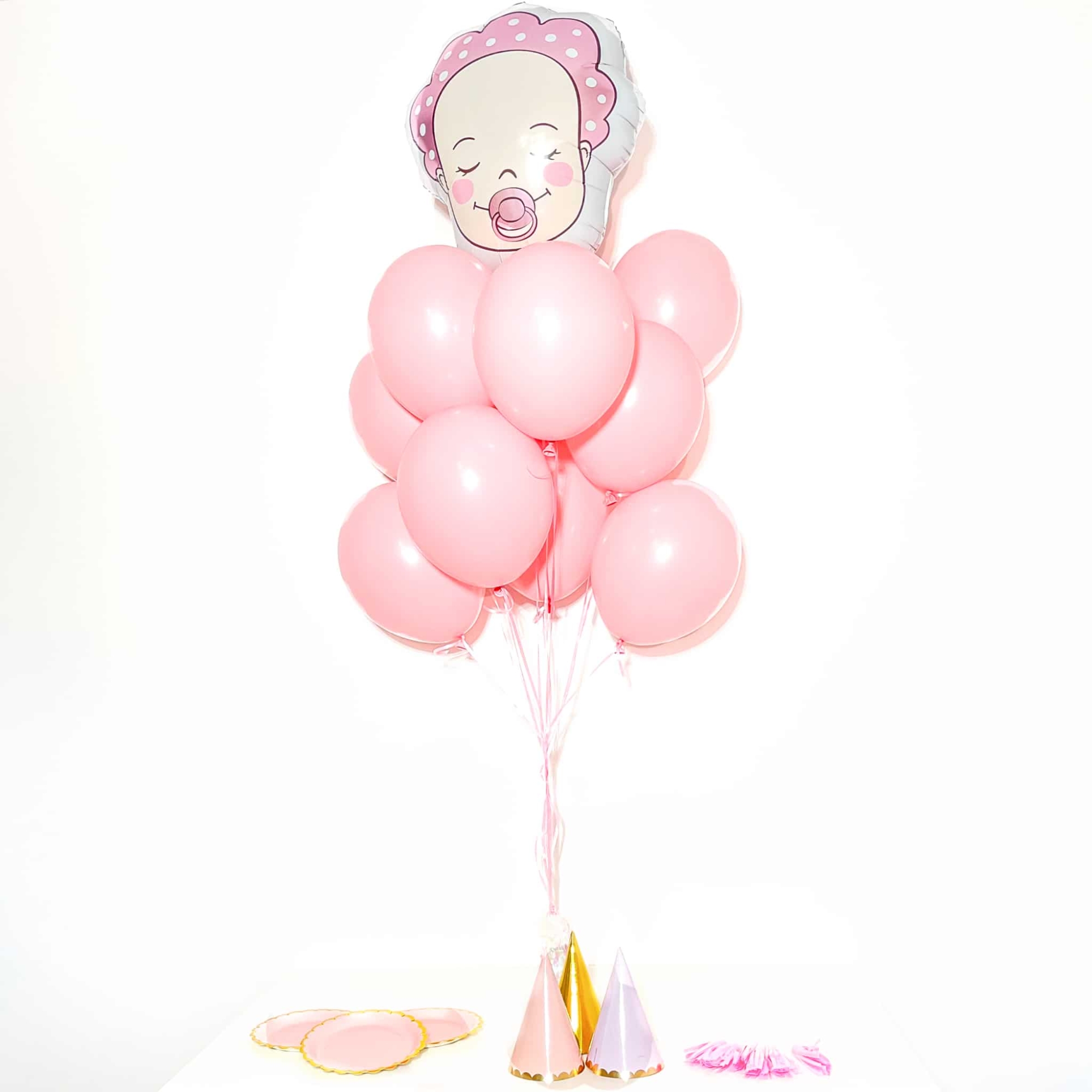 Bukiet balonowy: PINK GIRL, napełniony helem Balony na Narodziny Szalony.pl - Sklep imprezowy