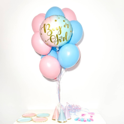 Bukiet balonowy: BOY OR GIRL, napełniony helem Balony na Narodziny Sprawdź naszą ofertę. Sklep imprezowy Szalony.pl.