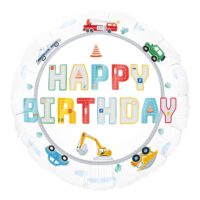 Balon bez helu: Happy Birthday, budowa, 45cm – Balony bez helu – Szalony.pl