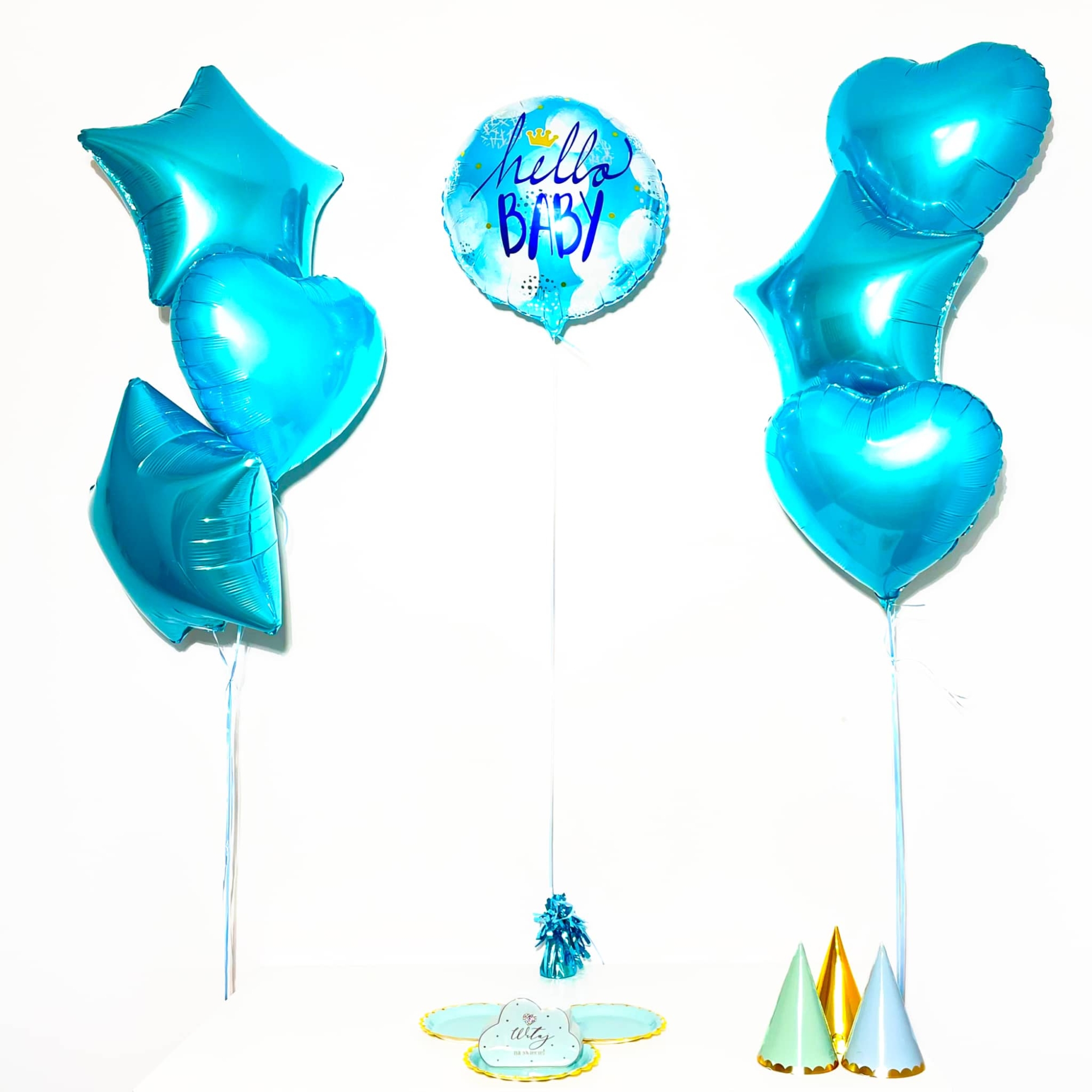 Bukiet balonowy: WELCOME BABY BOY Balony na Narodziny Szalony.pl - Sklep imprezowy