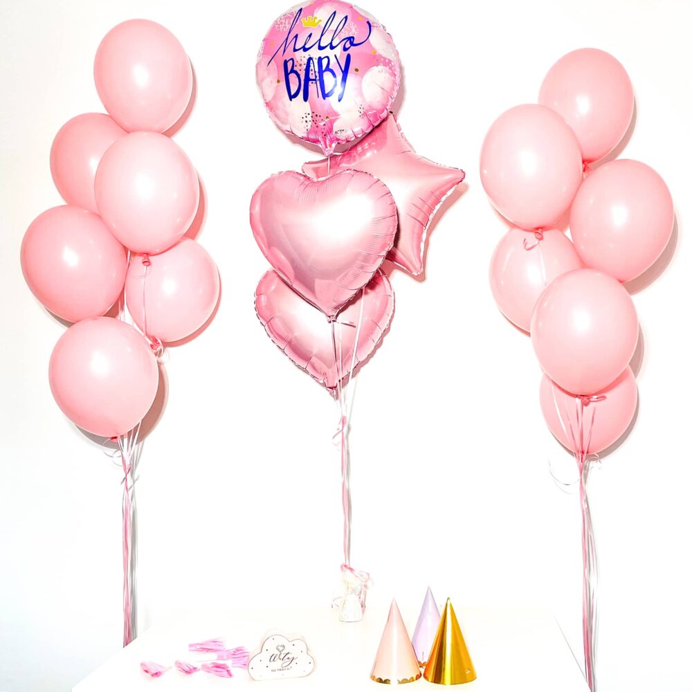 Bukiet balonowy: HELLO BABY GIRL2, napełniony helem