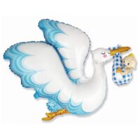 Balon bez helu: Bocian, nieb., 80x96cm – Balony bez helu – Szalony.pl