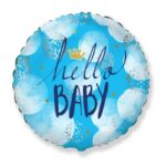 Balon bez helu: Hello Baby, niebieski, 48cm – Balony bez helu – Szalony.pl
