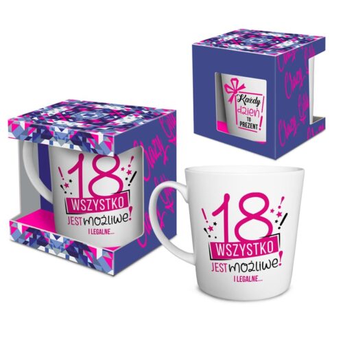 Kubek CRAZY GIRL - 18 lat, 480 ml. Szalony.pl - Sklep imprezowy.