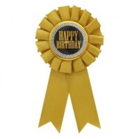 Kotylion urodzinowy – Happy Birthday, złoty – Prezent na Ogólne Urodziny – Szalony.pl