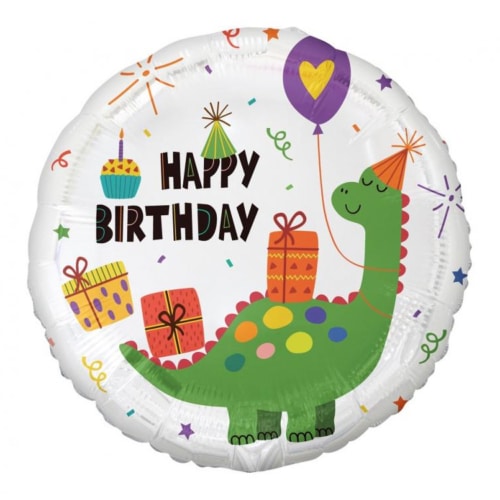 Balon z helem: Happy Birthday, dinozaur, 18″ Balony na Urodziny Sprawdź naszą ofertę. Sklep imprezowy Szalony.pl.
