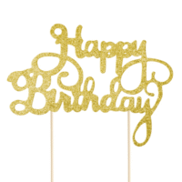Topper – Happy Birthday, złoty – Toppery na tort – Szalony.pl