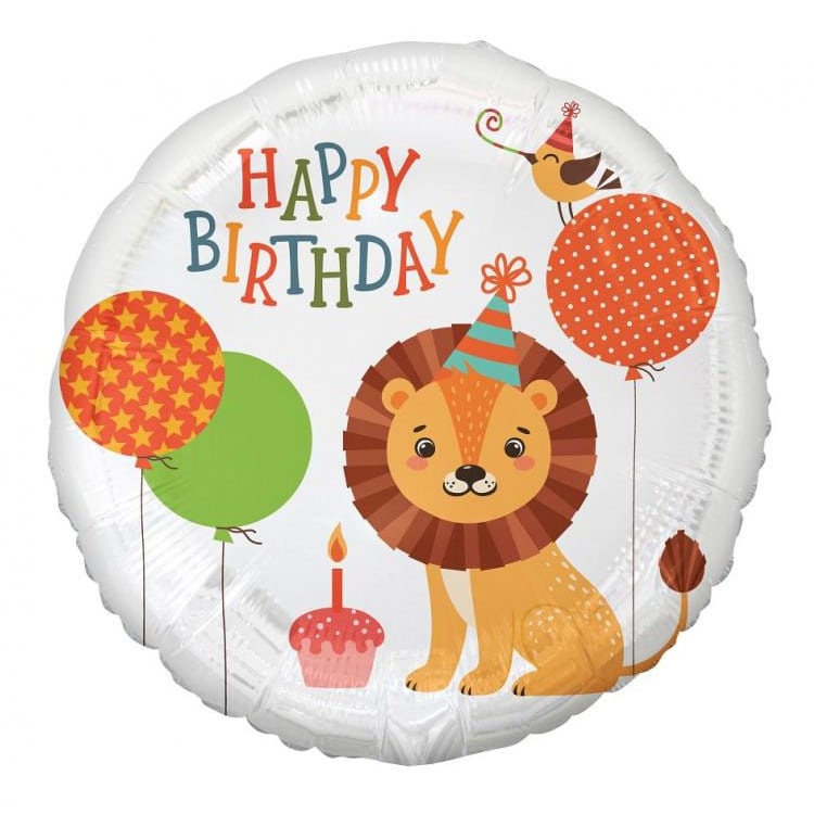 Balon z helem: Happy Birthday, lew, 18″ Balony na Urodziny Szalony.pl - Sklep imprezowy