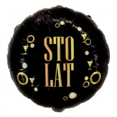 Balon z helem: Sto Lat, czarny, 18″ Balony na Urodziny Szalony.pl - Sklep imprezowy