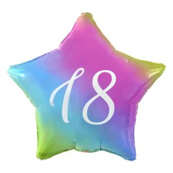 Balon bez helu: Gwiazdka kolorowa 18 lat, 19″ – Balony bez helu – Szalony.pl