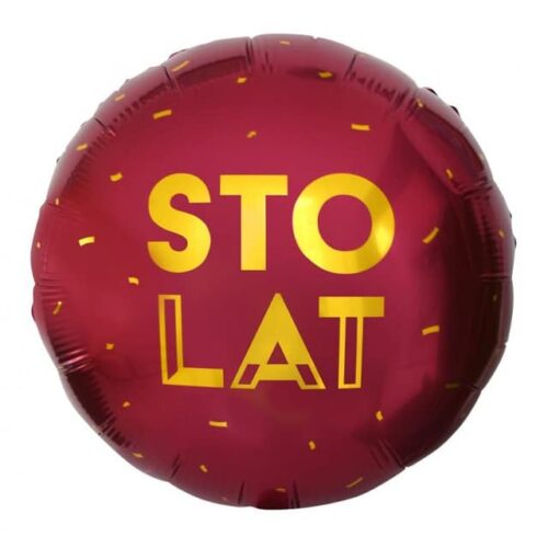 Balon bez helu: Sto Lat, bordowy, 18". Szalony.pl - Sklep imprezowy.