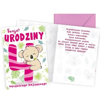 Kartka urodzinowa – 4 Urodziny, koala – Kartki okolicznościowe – Szalony.pl