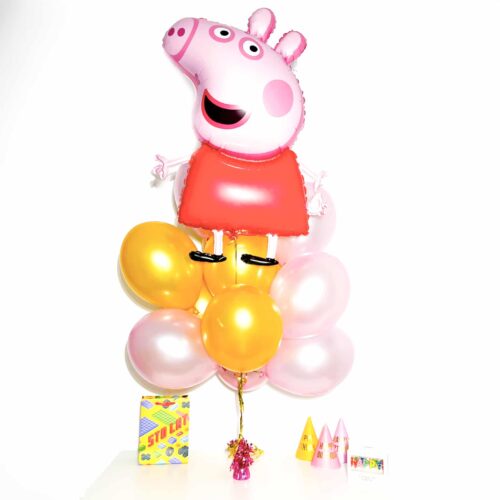 Bukiet balonowy: HAPPY PEPPA, napełniony helem