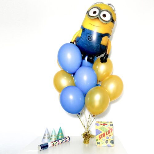 Bukiet balonowy: HAPPY MINIONS, napełniony helem