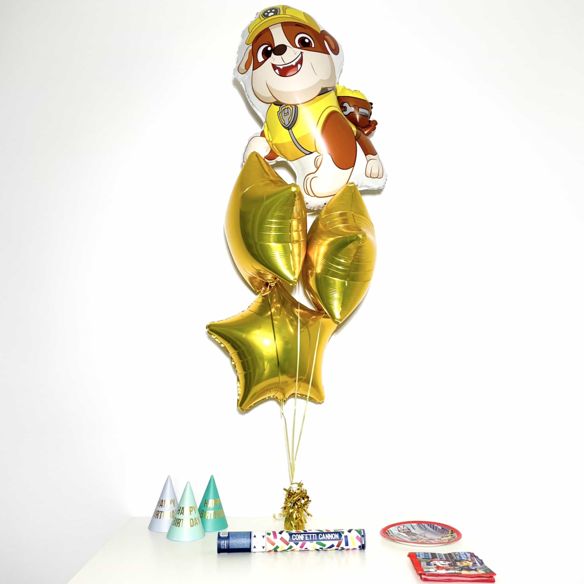 Bukiet balonowy: GOLD RUBBLE, napełniony helem Balony dla Dziecka Szalony.pl - Sklep imprezowy