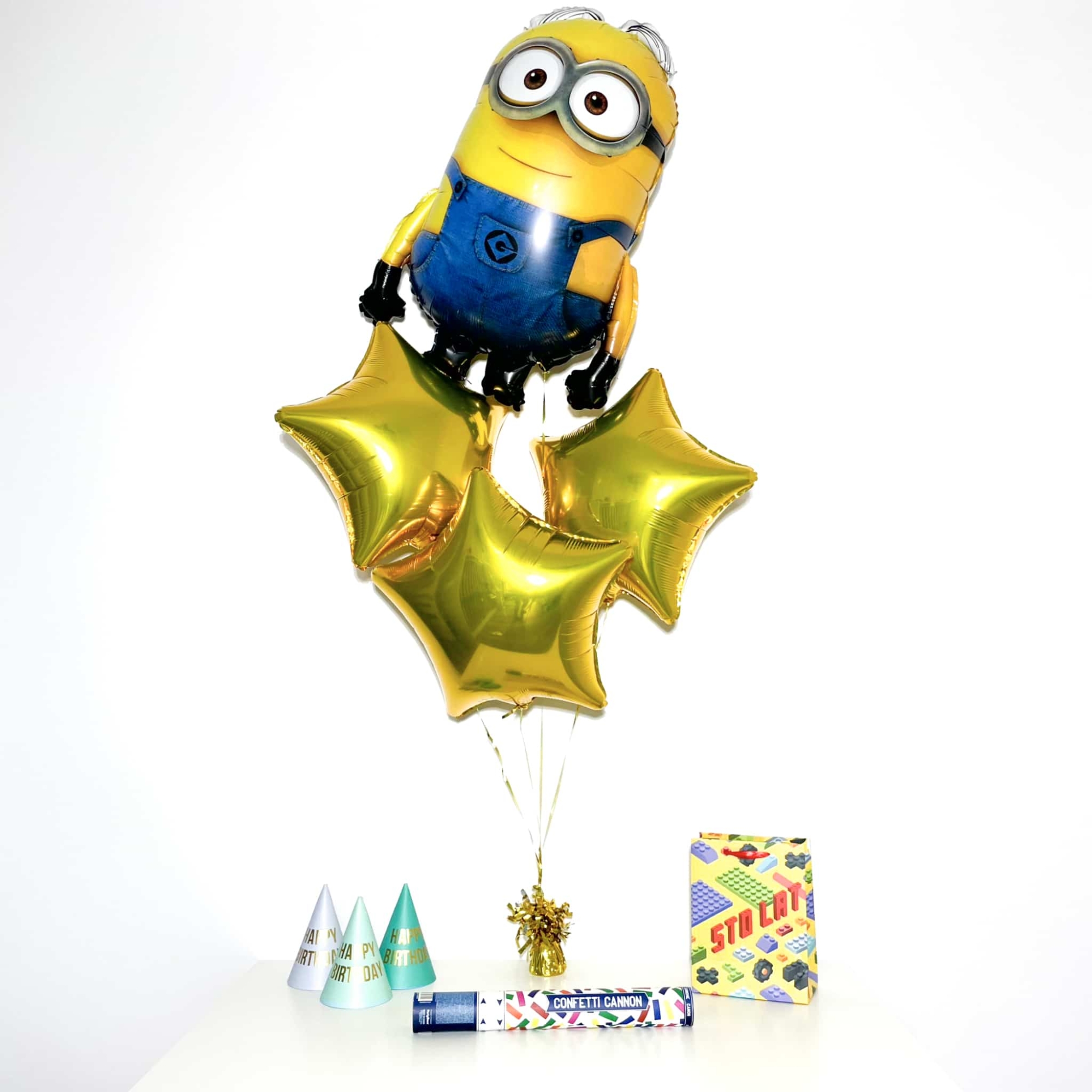 Bukiet balonowy: GOLD MINIONS, napełniony helem Balony dla Dziecka Szalony.pl - Sklep imprezowy