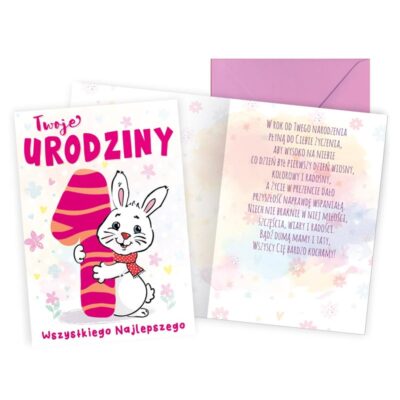 Kartka – Twoje 1 urodziny, królik Kartki na roczek Szalony.pl - Sklep imprezowy