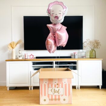 Pudło balonowe: Boy or Girl? Bobas, różowy, Nr. 15 – Baby shower – Szalony.pl