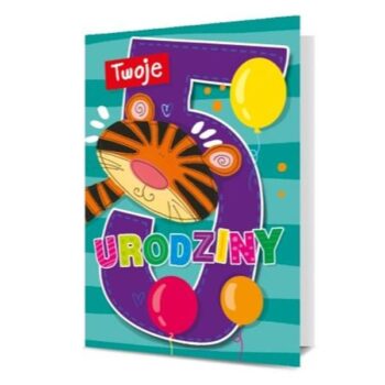 Kartka okolicznościowa – Urodziny 5, tygrysek – Urodziny dziecięce – Szalony.pl
