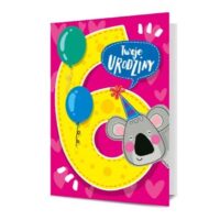 Kartka okolicznościowa – Urodziny 6, koala – Urodziny dziecięce – Szalony.pl