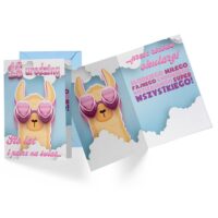 Kartka okolicznościowa – 18 urodziny, lama, różowa – Kartki na 18 urodziny – Szalony.pl