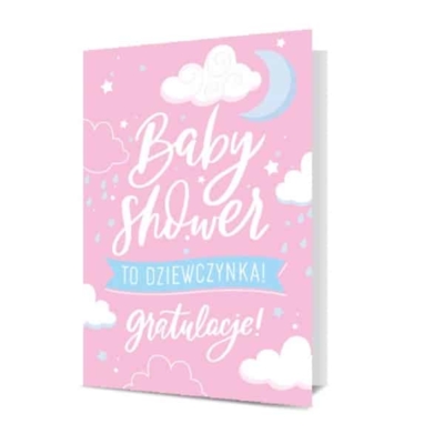 Baby Shower – Dziewczynka, różowa Kartki na narodziny Szalony.pl - Sklep imprezowy