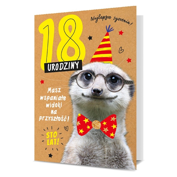 Kartka okolicznościowa – 18lat, surykatka Kartki na 18 urodziny Szalony.pl - Sklep imprezowy 2