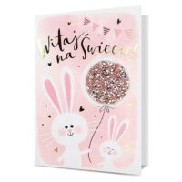 Kartka okolicznościowa – Witaj na świecie, różowa – Kartki na narodziny – Szalony.pl