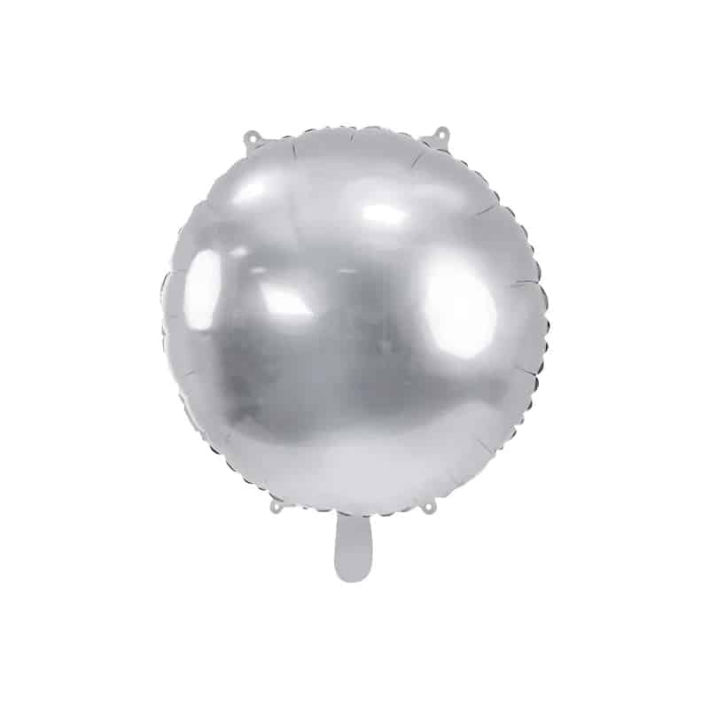 Balon z helem: Okrągły, 45 cm, srebrny Balony z helem Szalony.pl - Sklep imprezowy