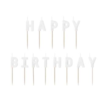 Świeczki urodzinowe Happy Birthday, 2,5 cm, biały – Dekoracje na Urodziny – Szalony.pl