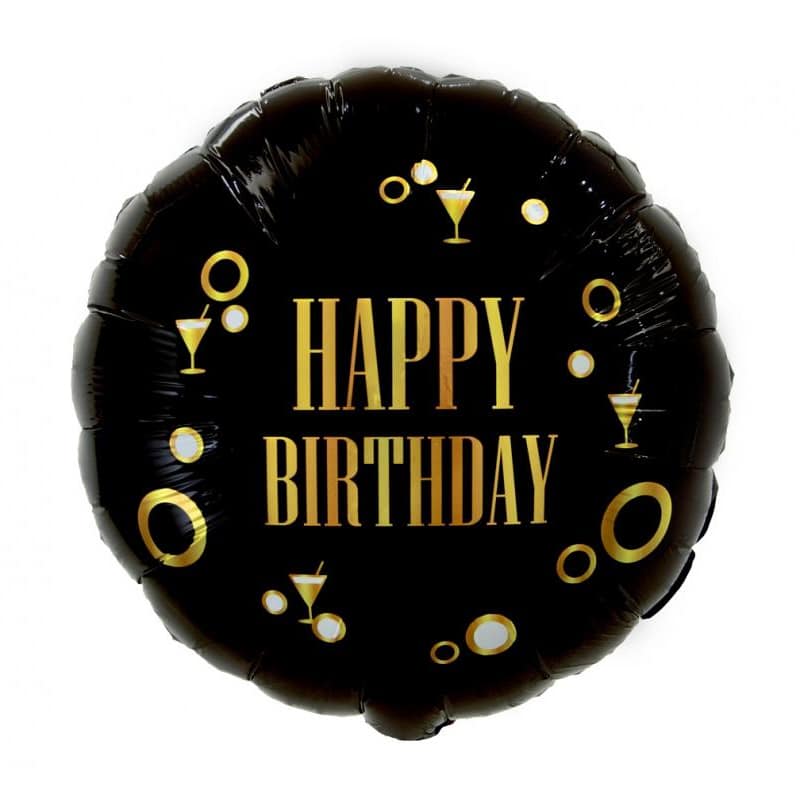 Balon z helem: Happy Birthday, czarny 18″ Balony na Urodziny Szalony.pl - Sklep imprezowy