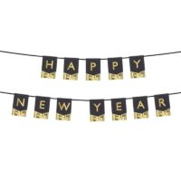 Baner – Happy New Year, czarny, 135×16,5 cm – Banery – Szalony.pl
