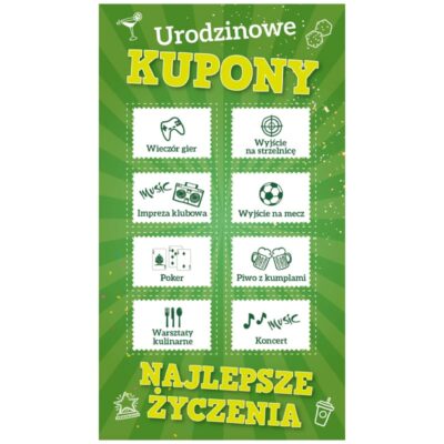 Kartka okolicznościowa – kupony, zielona Kartki okolicznościowe Szalony.pl - Sklep imprezowy