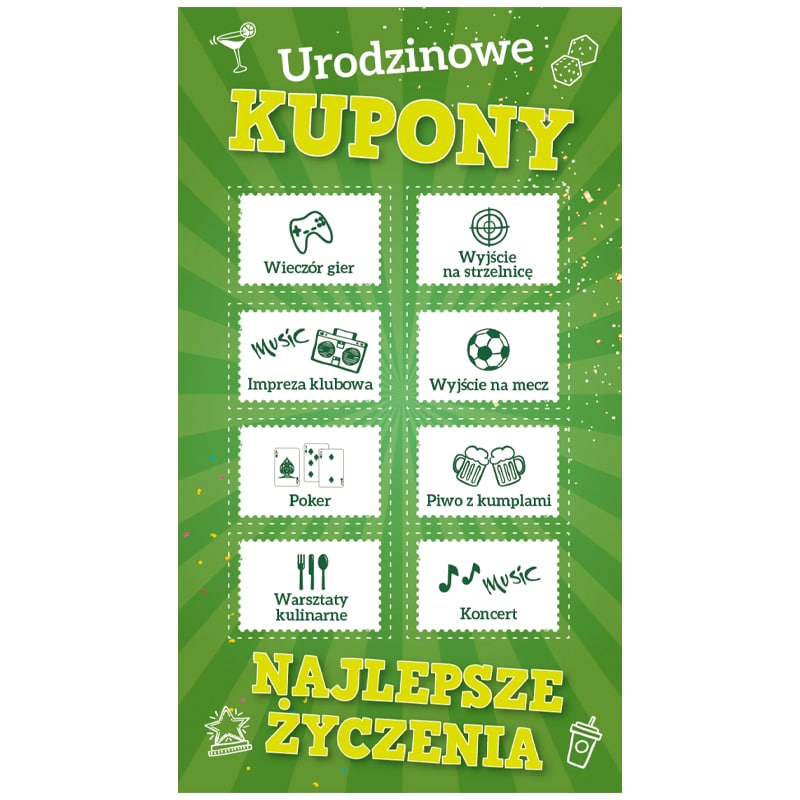 Kartka okolicznościowa – kupony, zielona Kartki okolicznościowe Szalony.pl - Sklep imprezowy 2
