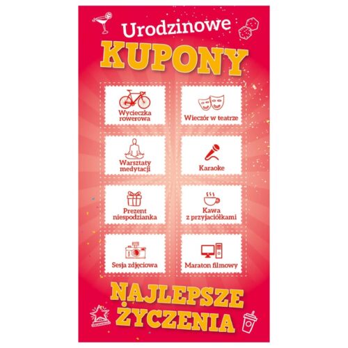 Kartka okolicznościowa - kupony, czerwona