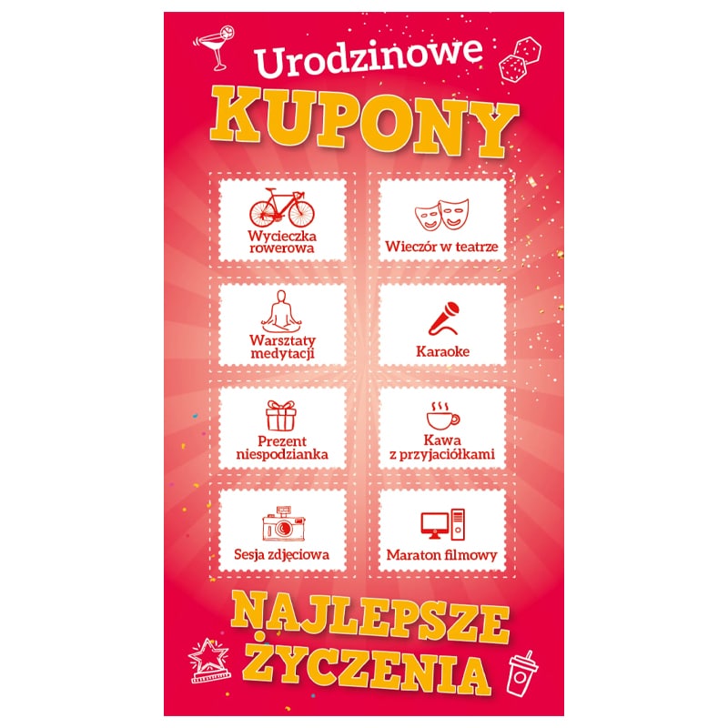 Kartka okolicznościowa – kupony, czerwona Kartki okolicznościowe Szalony.pl - Sklep imprezowy 2